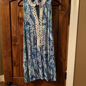 Lilly Pulitzer Blue and White Sleeveless Sundress